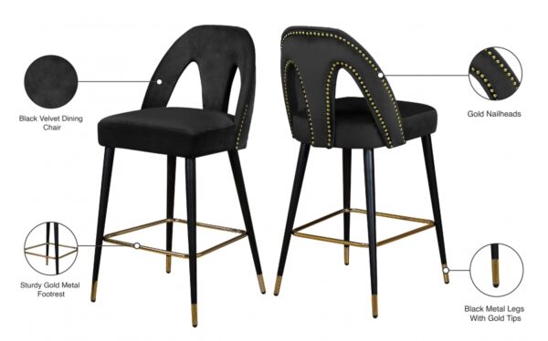 Akoya Velvet Upholstered Counter Stool