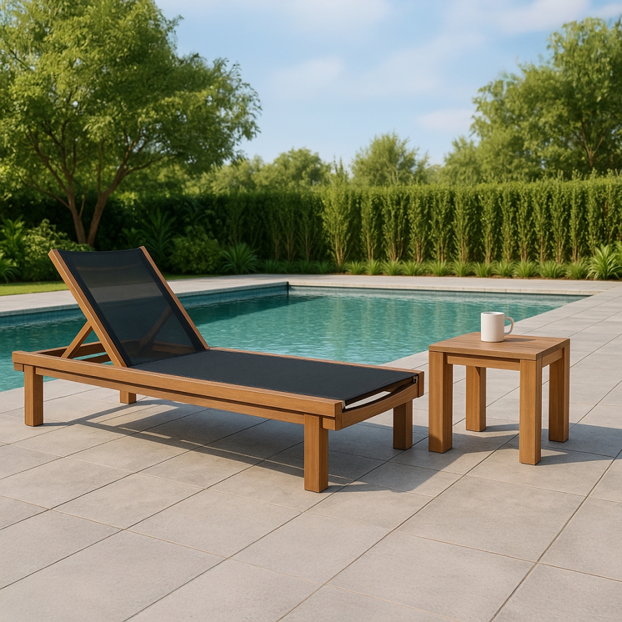 Tulum Water Resistant Mesh Fabric Outdoor Patio Chaise Lounge Chair