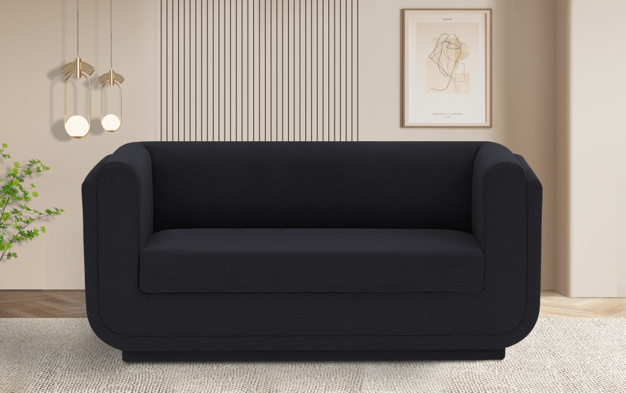 Kimora 64.5" Linen Textured Fabric Upholstered Loveseat