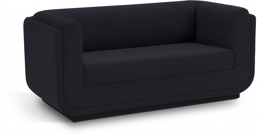 Kimora 64.5" Linen Textured Fabric Upholstered Loveseat