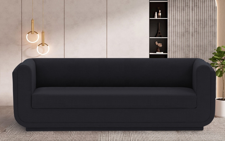 Kimora 86.5" Linen Textured Fabric Upholstered Sofa