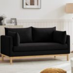 Langham 66" Linen Textured Fabric Upholstered Loveseat