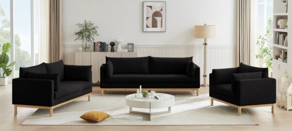 Langham 66" Linen Textured Fabric Upholstered Loveseat
