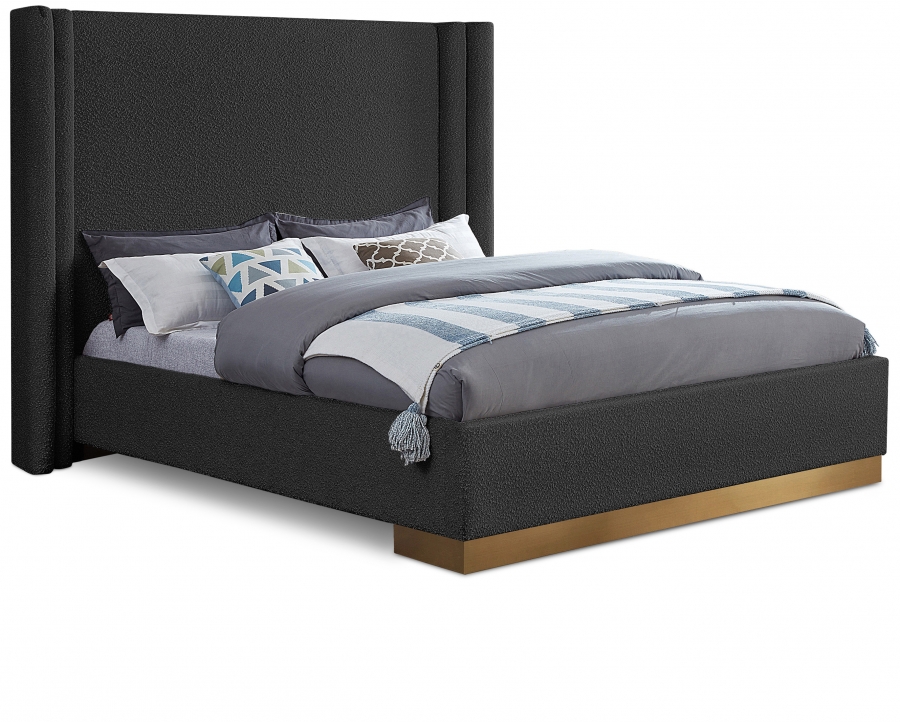 Halton Boucle Fabric Upholstered Bed
