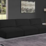Ease 114" Fabric Upholstered 3pc. Armless Modular Sofa