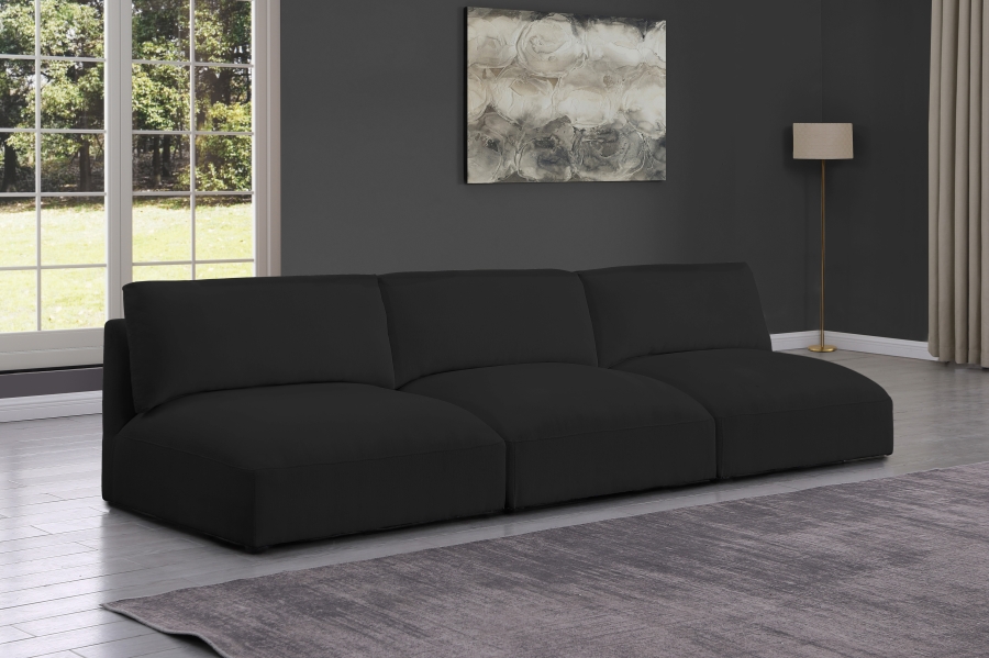 Ease 114" Fabric Upholstered 3pc. Armless Modular Sofa