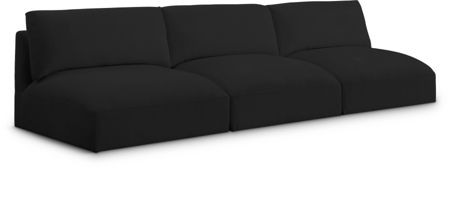 Ease 114" Fabric Upholstered 3pc. Armless Modular Sofa