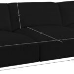 Ease 114" Fabric Upholstered 3pc. Armless Modular Sofa