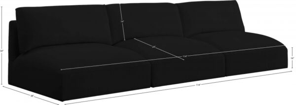 Ease 114" Fabric Upholstered 3pc. Armless Modular Sofa