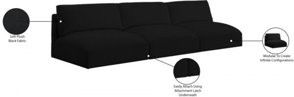 Ease 114" Fabric Upholstered 3pc. Armless Modular Sofa