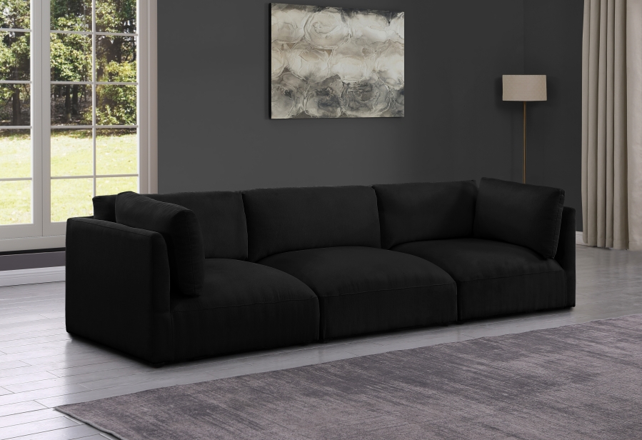 Ease 114" Fabric Upholstered 3pc. Modular Sofa
