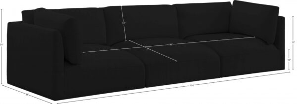 Ease 114" Fabric Upholstered 3pc. Modular Sofa