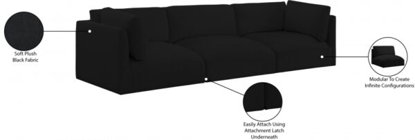 Ease 114" Fabric Upholstered 3pc. Modular Sofa
