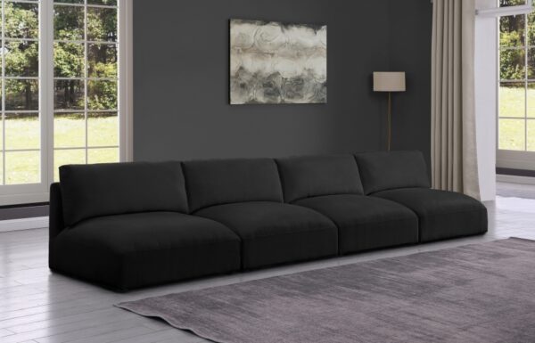 Ease 152" Fabric Upholstered 4pc. Armless Modular Sofa