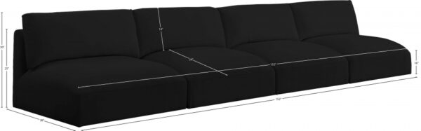 Ease 152" Fabric Upholstered 4pc. Armless Modular Sofa