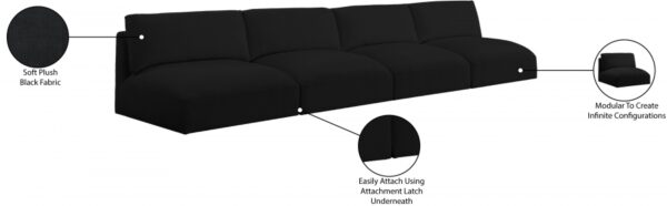 Ease 152" Fabric Upholstered 4pc. Armless Modular Sofa