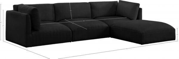 Ease 114" Fabric Upholstered 4pc. Modular Sectional