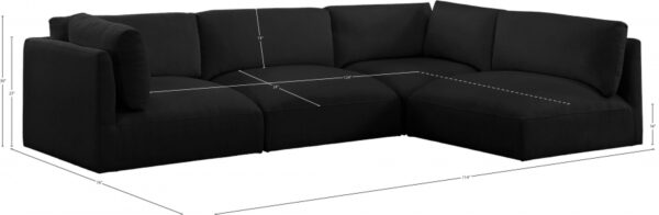Ease 114" Fabric Upholstered 4pc. Modular Sectional