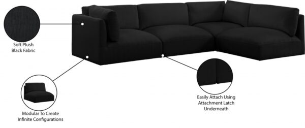 Ease 114" Fabric Upholstered 4pc. Modular Sectional