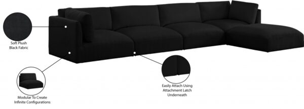 Ease 152" Fabric Upholstered 5pc. Modular Sectional