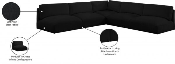Ease 114" Fabric Upholstered 5pc. Modular Sectional