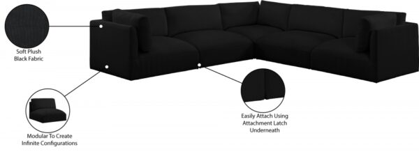 Ease 114" Fabric Upholstered 5pc. Modular Sectional