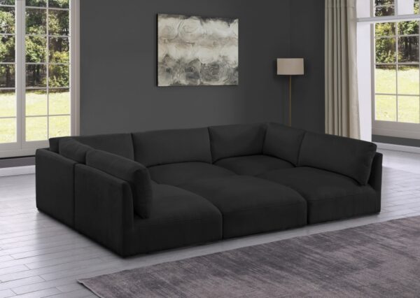 Ease 114" Fabric Upholstered 6pc. Modular Sectional