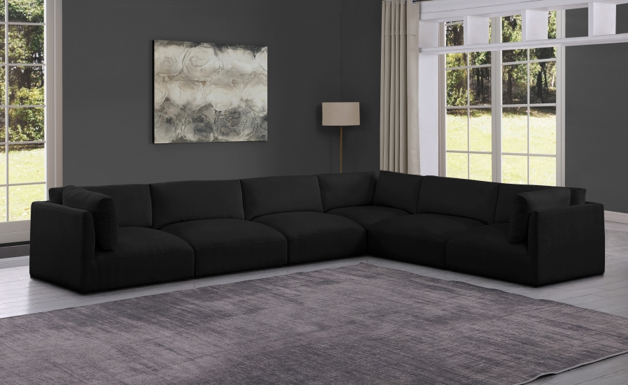 Ease 152" Fabric Upholstered 6pc. Modular Sectional