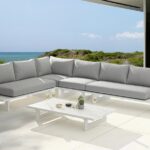 Maldives 129.5" Water Resistant Fabric Upholstered Outdoor Patio 4pc. Modular Sectional