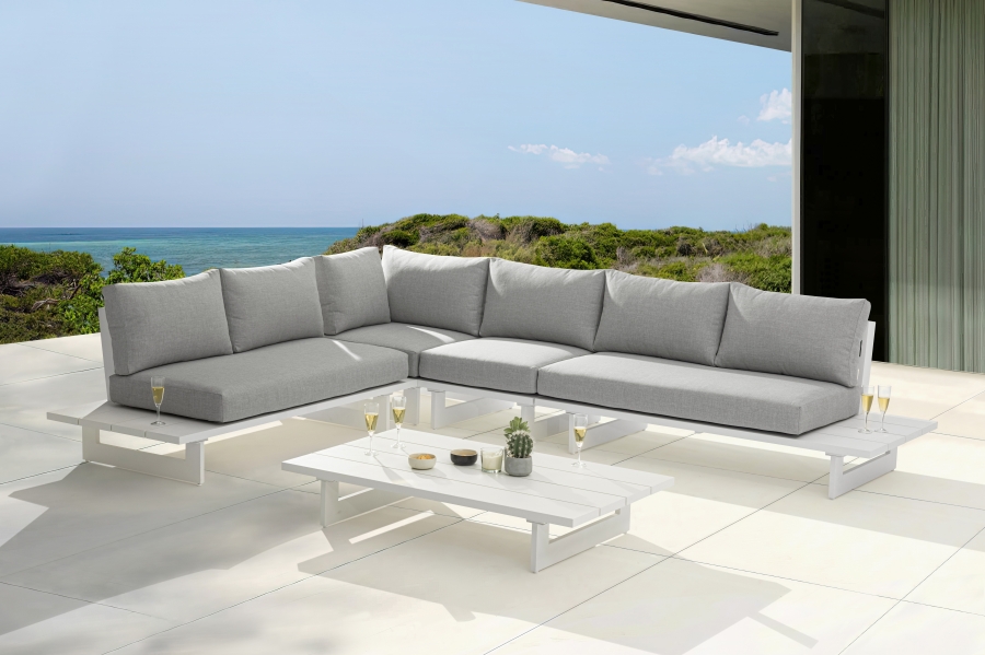 Maldives 129.5" Water Resistant Fabric Upholstered Outdoor Patio 4pc. Modular Sectional