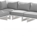 Maldives 129.5" Water Resistant Fabric Upholstered Outdoor Patio 4pc. Modular Sectional