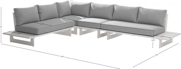 Maldives 129.5" Water Resistant Fabric Upholstered Outdoor Patio 4pc. Modular Sectional