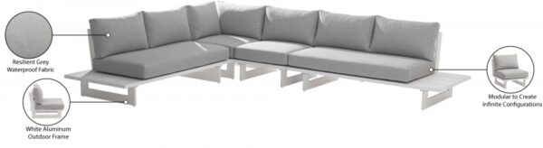 Maldives 129.5" Water Resistant Fabric Upholstered Outdoor Patio 4pc. Modular Sectional