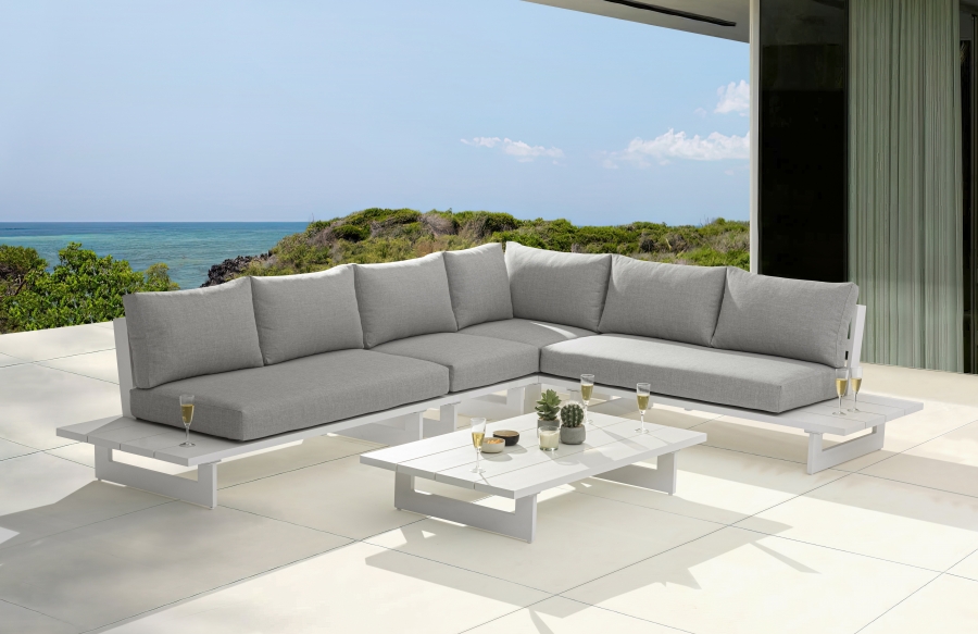 Maldives 102" Water Resistant Fabric Upholstered Outdoor Patio 4pc. Modular Sectional