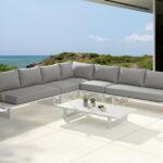 Maldives 129.5" Water Resistant Fabric Upholstered Outdoor Patio 5pc. Modular Sectional