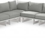 Maldives 129.5" Water Resistant Fabric Upholstered Outdoor Patio 5pc. Modular Sectional