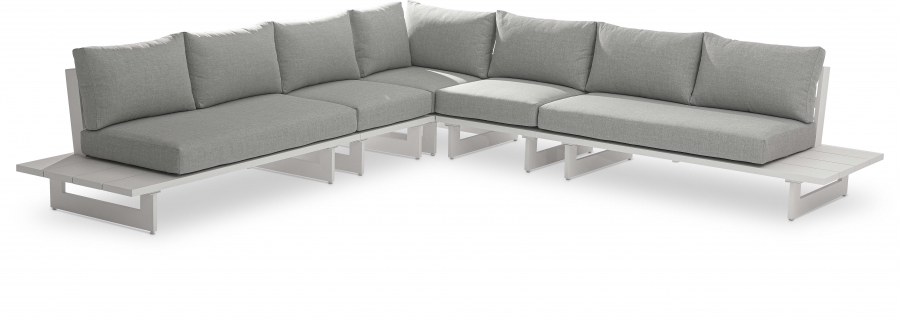 Maldives 129.5" Water Resistant Fabric Upholstered Outdoor Patio 5pc. Modular Sectional