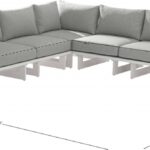 Maldives 129.5" Water Resistant Fabric Upholstered Outdoor Patio 5pc. Modular Sectional