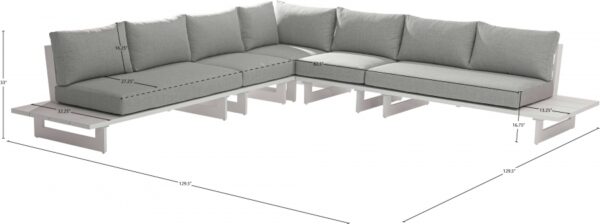 Maldives 129.5" Water Resistant Fabric Upholstered Outdoor Patio 5pc. Modular Sectional