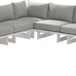Maldives 129.5" Water Resistant Fabric Upholstered Outdoor Patio 5pc. Modular Sectional