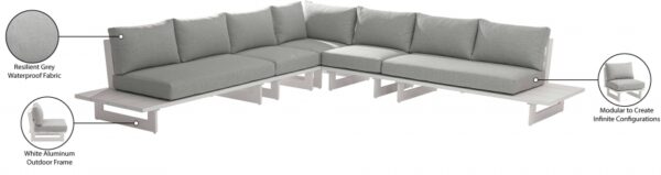 Maldives 129.5" Water Resistant Fabric Upholstered Outdoor Patio 5pc. Modular Sectional