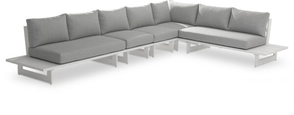 Maldives 157" Water Resistant Fabric Upholstered Outdoor Patio 5pc. Modular Sectional
