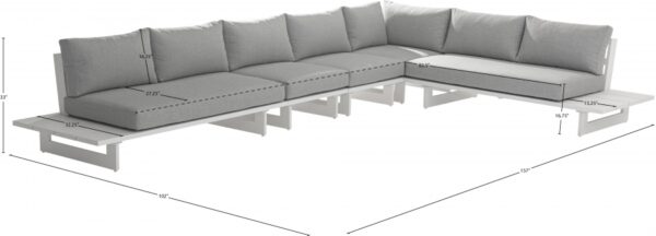 Maldives 157" Water Resistant Fabric Upholstered Outdoor Patio 5pc. Modular Sectional