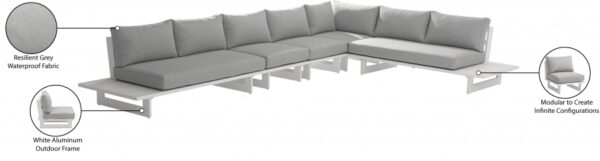 Maldives 157" Water Resistant Fabric Upholstered Outdoor Patio 5pc. Modular Sectional