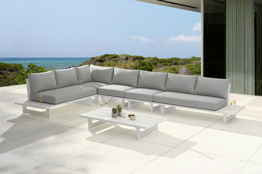 Maldives 102" Water Resistant Fabric Upholstered Outdoor Patio 5pc. Modular Sectional
