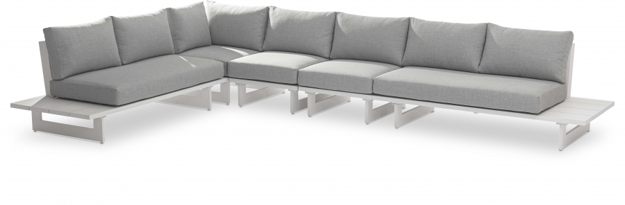 Maldives 102" Water Resistant Fabric Upholstered Outdoor Patio 5pc. Modular Sectional