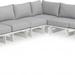 Maldives 157" Water Resistant Fabric Upholstered Outdoor Patio 6pc. Modular Sectional