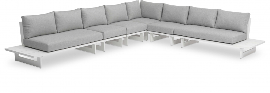 Maldives 157" Water Resistant Fabric Upholstered Outdoor Patio 6pc. Modular Sectional