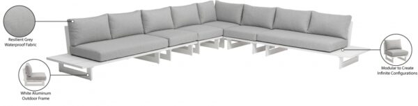 Maldives 157" Water Resistant Fabric Upholstered Outdoor Patio 6pc. Modular Sectional