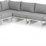 Maldives 129.5" Water Resistant Fabric Upholstered Outdoor Patio 6pc. Modular Sectional